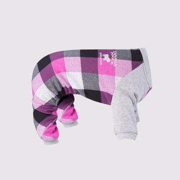 Picture of FROSTY FLEECE ONESIE - PINK PLAID - SIZE 10