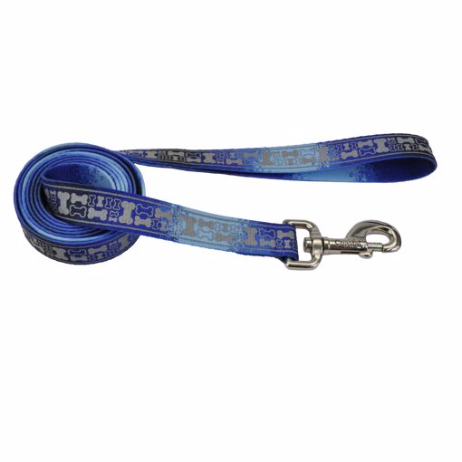 Picture of 5/8X 6 IN. LAZER BRITE LEASH - BLUE MULTI BONE