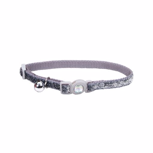 Picture of 3/8 IN. ADJ CAT JEWELED BUCKLE BREAKAWAY COLLAR - SILVER