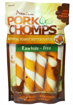 Picture of 4 CT. PORK CHOMPS LARGE TWISTZ - PEANUT BUTTER