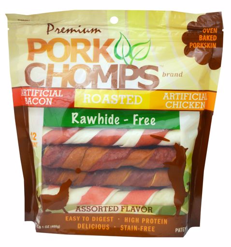 Picture of 12 CT. PORK CHOMPS TWISTZ - ASSORTED FLAVORS