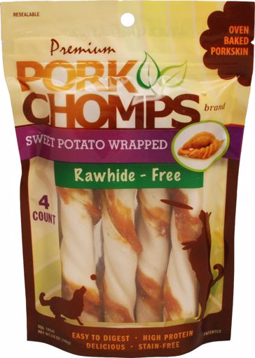 Picture of 4 CT. PORK CHOMPS LARGE TWISTZ - SWEET POTATO