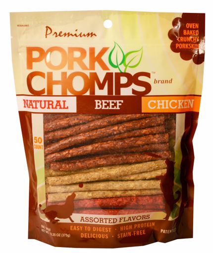 Picture of 50 CT. PORK CHOMPS ASSORTED MUNCHY STICKS