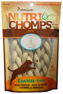 Picture of 4 CT. NUTRI CHOMPS MILK FLAVOR 6 IN. BRAID