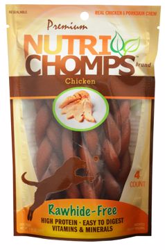 Picture of 4 CT. NUTRI CHOMPS CHICKEN FLAVOR 6 IN. BRAID