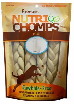 Picture of 4 CT. NUTRI CHOMPS MILK FLAVOR 9 IN. BRAID