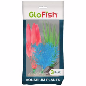 Picture of 3 PK. GLOFISH PLASTIC PLANTS - SM BLUE/MED GREEN/LG ORANGE