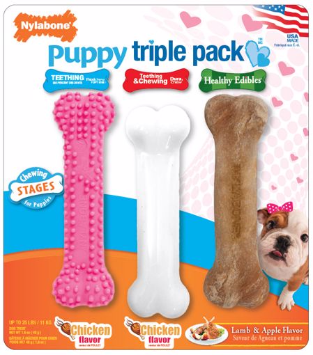 Picture of PUPPY CHEW TOY & TREAT TRIPLE PACK - PINK