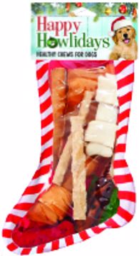 Picture of SM. DOG CHEW ASST - HOLIDAY RAWHIDE STOCKING