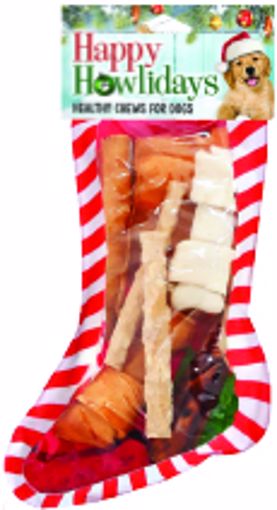 Picture of SM. DOG CHEW ASST - HOLIDAY RAWHIDE STOCKING