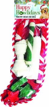 Picture of MED. DOG CHEW ASST - HOLIDAY RAWHIDE STOCKING