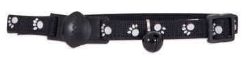 Picture of 3/8 IN. BREAKAWAY REFLECTIVE PAW CAT COLLAR - BLACK