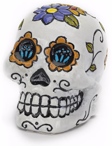 Picture of 1.5 IN. SUGAR SKULLS MINI DECORATIVE SKULL - WHITE