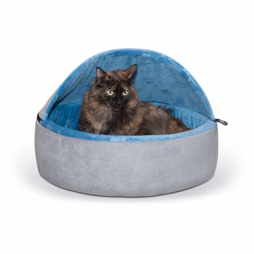 Picture of 20 IN. LG. SELF-WARMING HOODED KITTY BED - BLUE/GREY