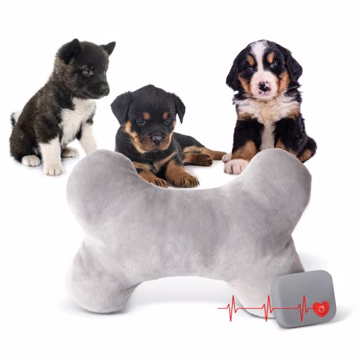 Picture of 13 IN. MOTHERS HEARTBEAT PUPPY BONE PILLOW - GRAY
