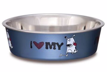 Picture of BELLA BOWL MEDIUM I LOVE MY DOG - STEEL BLUE