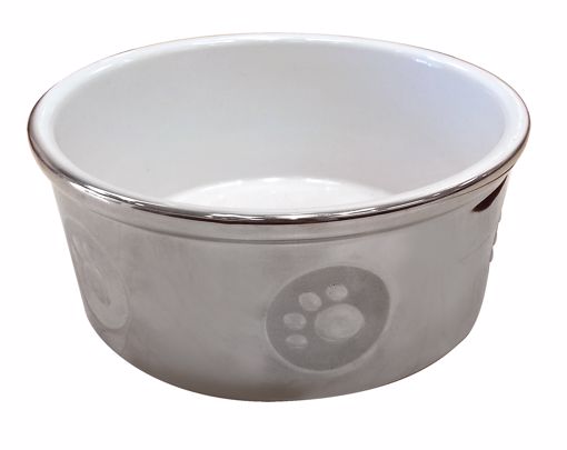 Picture of 7 IN. PAWPRINT DOG DISH - TITANIUM