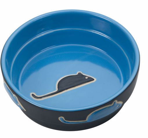 Picture of 8 OZ. CERAMIC FRESCO CAT DISH - BLUE