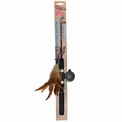 Picture of 7 FT. FISHING ROD N REEL KITTY TEASER TOY