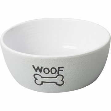 Picture of 7 IN. NANTUCKET WOOF DOG DISH - GREY