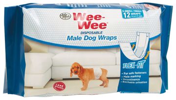 Picture of 12 PK. XS/SM. WEE-WEE DISPOSABLE MALE DOG WRAPS