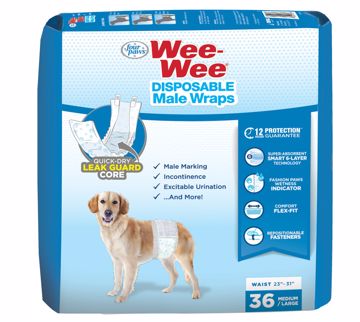 Picture of 36 PK. MED./LG. WEE-WEE DISPOSABLE MALE DOG WRAPS