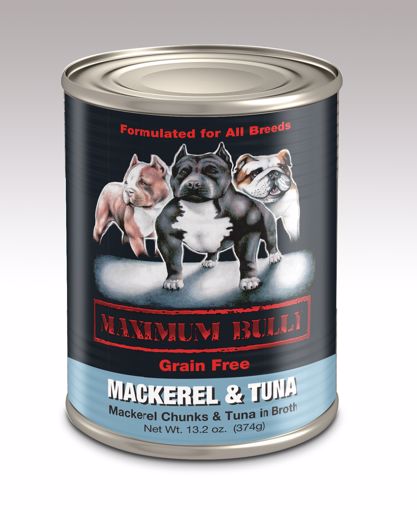 Picture of 12/13.2 OZ. MAXIMUM BULLY GF MACKEREL CHUNKS/TUNA IN BROTH