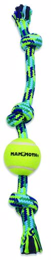 Picture of 20 IN. LG. FLOSSY CHEWS EXTRA THREE KNOT TUG W/TENNIS BALL