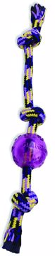 Picture of 20 IN. LG. FLOSSY CHEWS EXTRA THREE KNOT TUG W/TPR BALL