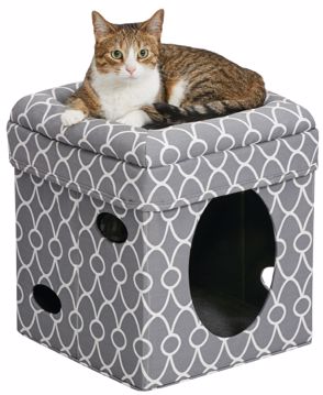 Picture of CAT CUBE - GEO PRINT GRAY