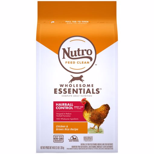 Picture of 3 LB. NUTRO ADULT CAT HAIRBALL CONTROL CHKN/WHOLE BRN RICE