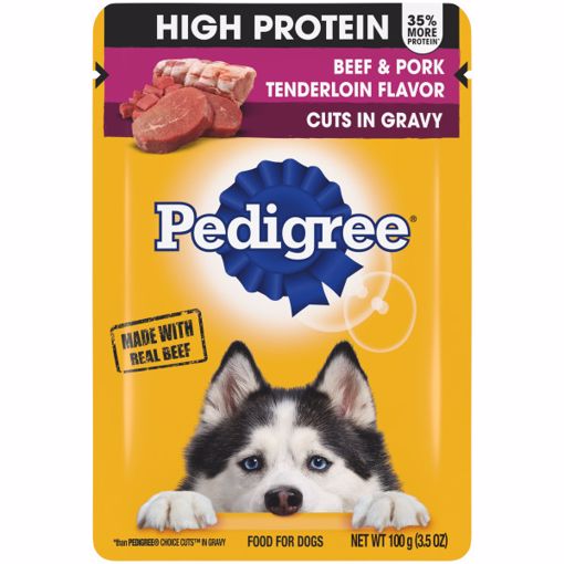 Picture of 16/3.5 OZ. HIGH PROTEIN WET DOG POUCH IN GRVY - BF/PORK TNDR