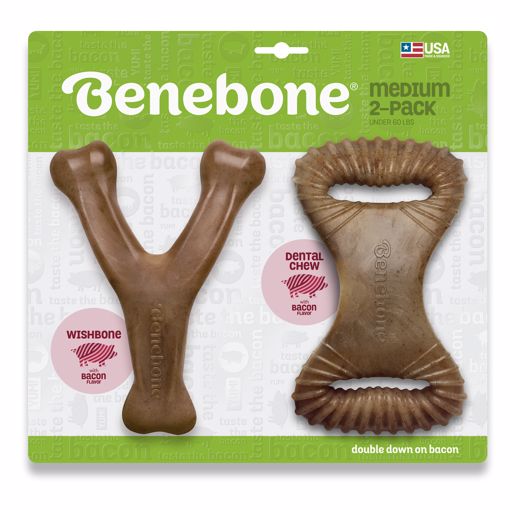 Picture of 2 PK. MED. DENTAL CHEW & WISHBONE - BACON