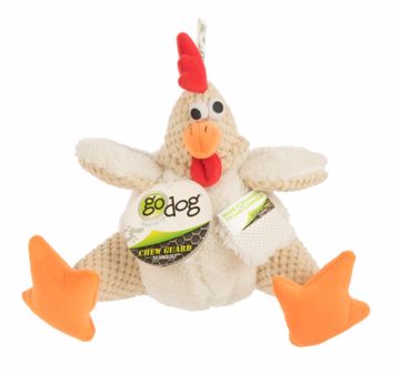 Picture of LG. GODOG FAT SQUEAKY W/CHEWGUARD -  CHECKERS WHITE ROOSTER