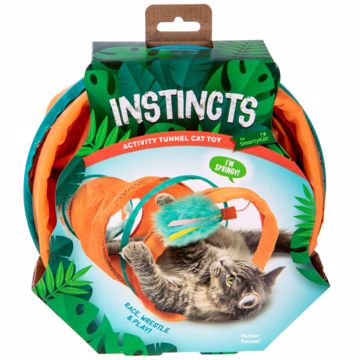 Picture of TEASER TUNNEL SPRING-ENDED W/FRINGE & FEATHER TEASER CAT TOY