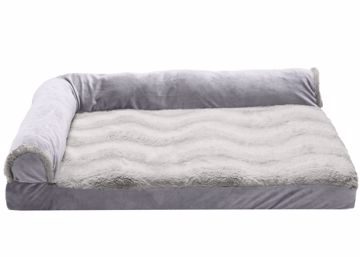 Picture of LG. WAVE FUR & VELVET ORTHO. DLX L-CHAISE - GRANITE GRAY