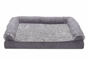 Picture of LG. FAUX FUR & SUEDE ORTHO. SOFA BED - STONE GRAY