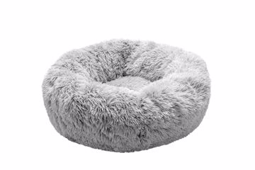 Picture of SM. CALMING CUDDLER LONG FUR DONUT BED - MIST GRAY