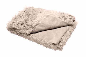 Picture of 40X30 IN. LONG FUR & VELVET BLANKET - TAUPE