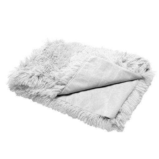 Picture of 40X30 IN. LONG FUR & VELVET BLANKET - MIST GRAY