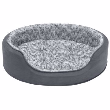 Picture of LG. FUR & SUEDE OVAL CUDDLER W/INSERT PILLOW - STONE GRAY