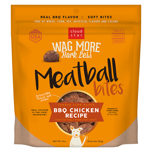 Picture of 14 OZ. WAG MORE BARK LESS GRAIN FREE MEATBALLS CHICKEN