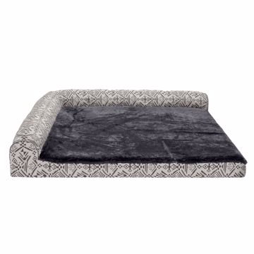 Picture of JUMBO PLUSH FAUX FUR & SW ORTHO DLX L-CHAISE BED - GRAY