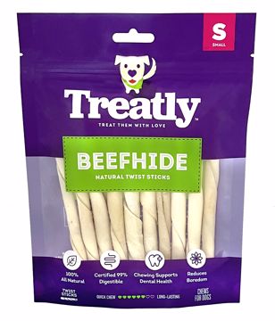 Picture of 18/SM. TREATLY BEEFHIDE TWIST STICKS - NATURAL