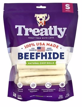 Picture of 18/SM. TREATLY USA BEEFHIDE CHIP ROLLS - NATURAL