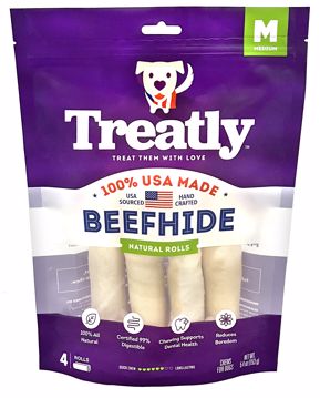 Picture of 4/MED. TREATLY USA BEEFHIDE ROLLS - NATURAL