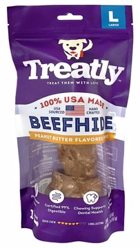 Picture of LG. TREATLY USA BEEFHIDE BONE - PEANUT BUTTER