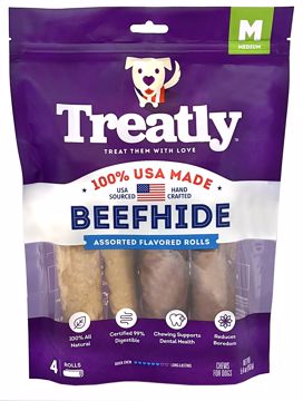 Picture of 4/MED. TREATLY USA BEEFHIDE ROLLS - CHICKEN AND BEEF