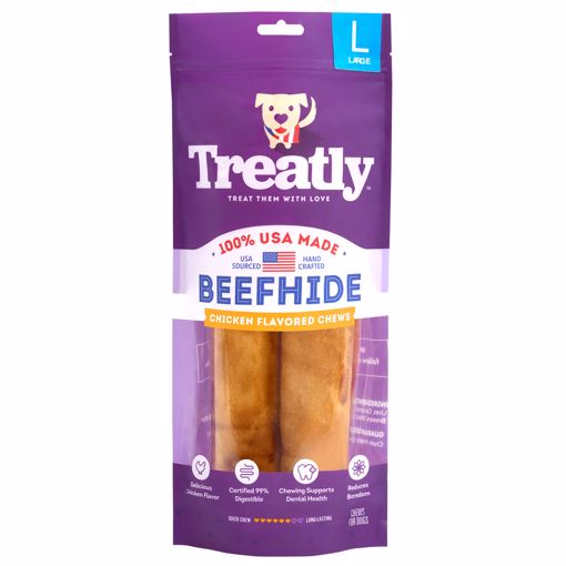 Picture of 2/LG. TREATLY USA BEEFHIDE ROLLS - CHICKEN