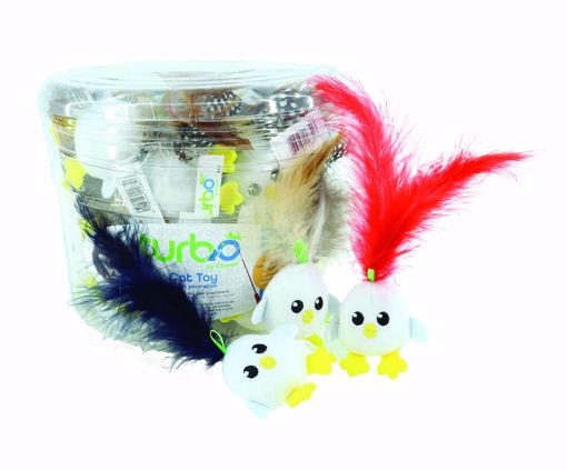 Picture of 48 CT. LIME LOOP - CHKN EGG W/ FEATHERS  - BULK CAT TOY BIN